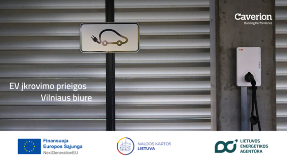 Elektromobilių įkrovimo prieigos Caverion Lietuva Vilniaus biure